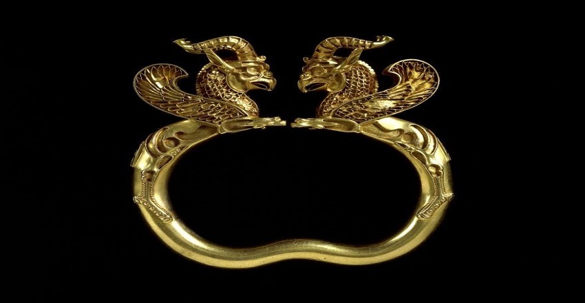 Goat and Homa bird gold bracelet
