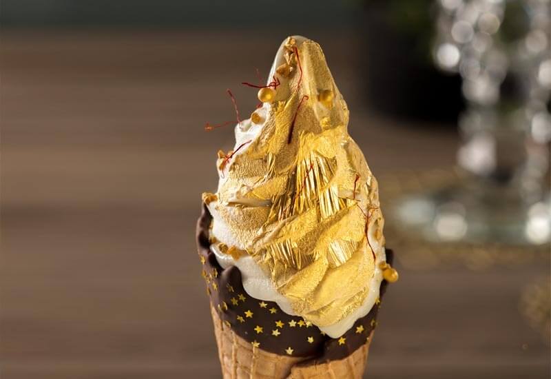 Ice cream with gold coating